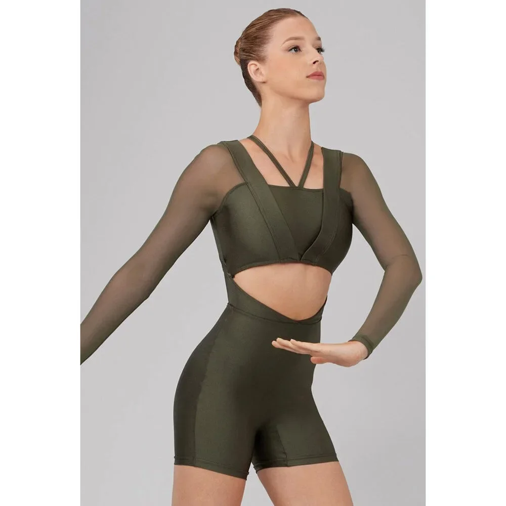 Pre-Owned Dance Costume Weissman 15845 Medium Child Green Cut out Contemporary